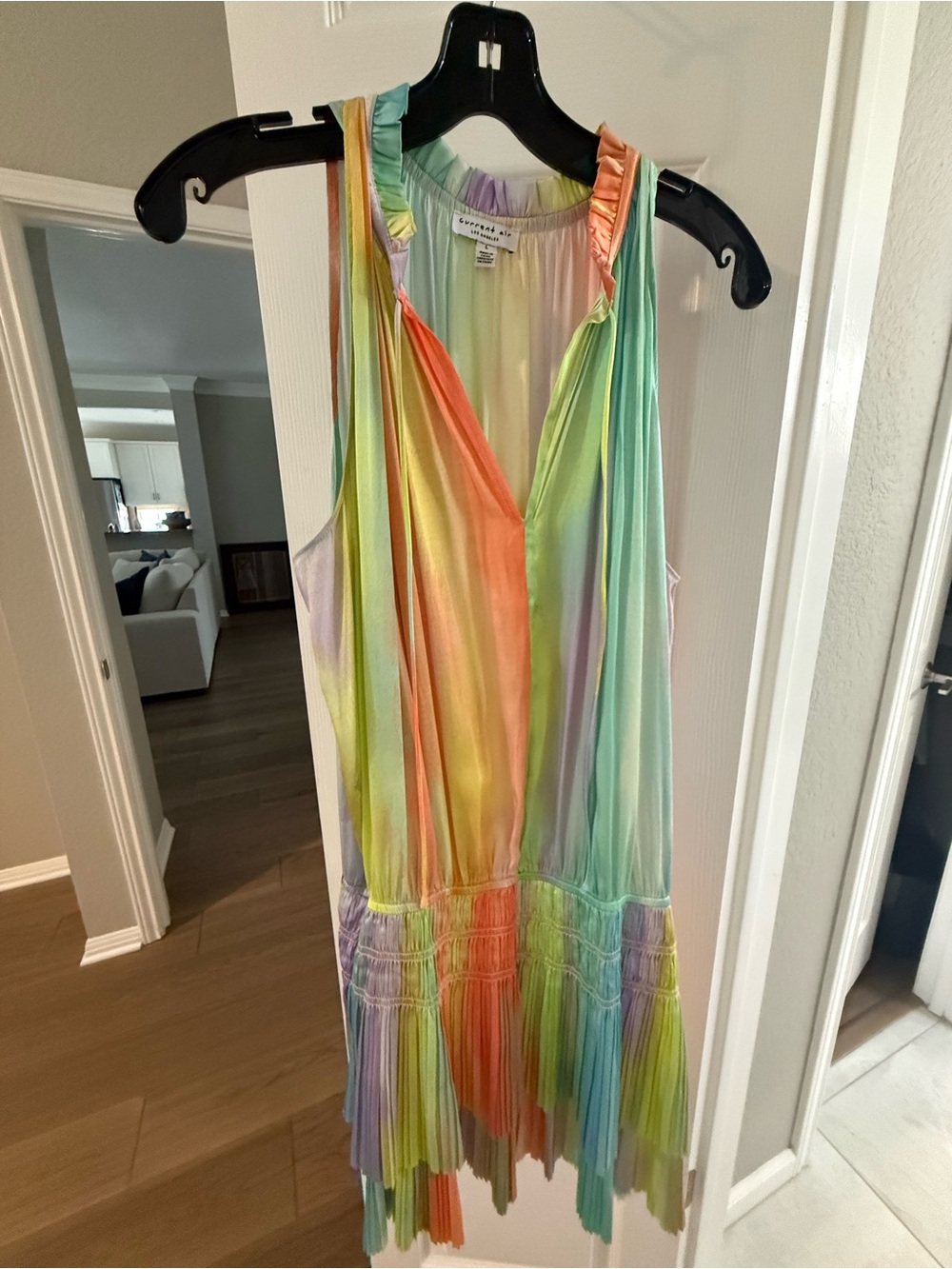 Current Air Pastel Rainbow Tie-Dye Midi Dress